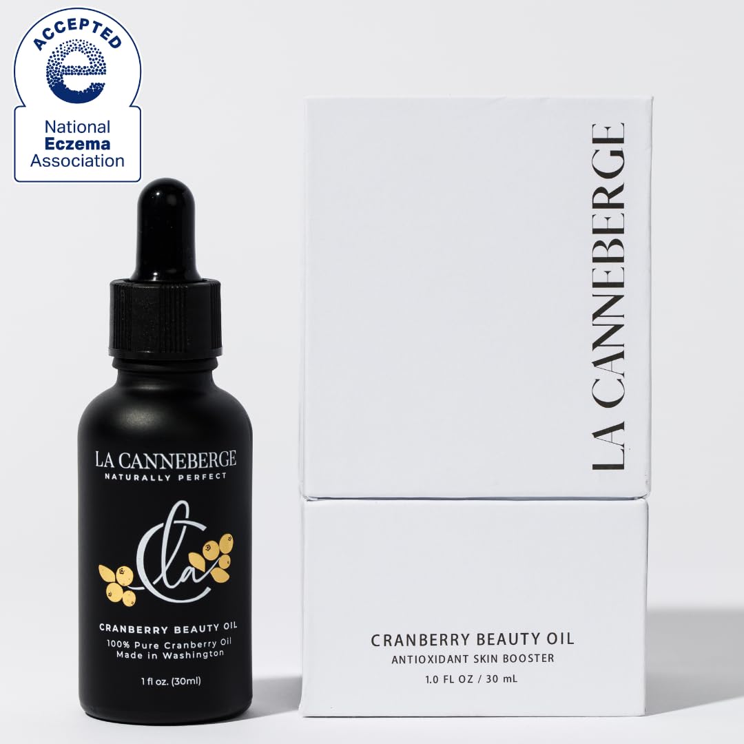 LA CANNEBERGE Cranberry Beauty Oil - Intensive Hydration & Revitalization for Face, Hair & Body -1 Fl Oz Certified Organic Cranberry Seed Oil -Moisturizing, Vitamin-Rich, Non-Greasy Skin Care