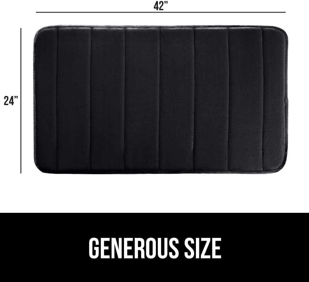 GORILLA GRIP Memory Foam Bath Mat, Soft Absorbent US Designed Bathroom Rug, Gripping Dots Machine Washable Bathmat, Cushioned Floor Mats, Shower Sink Rugs Room Décor Accessories, 42x24 Black