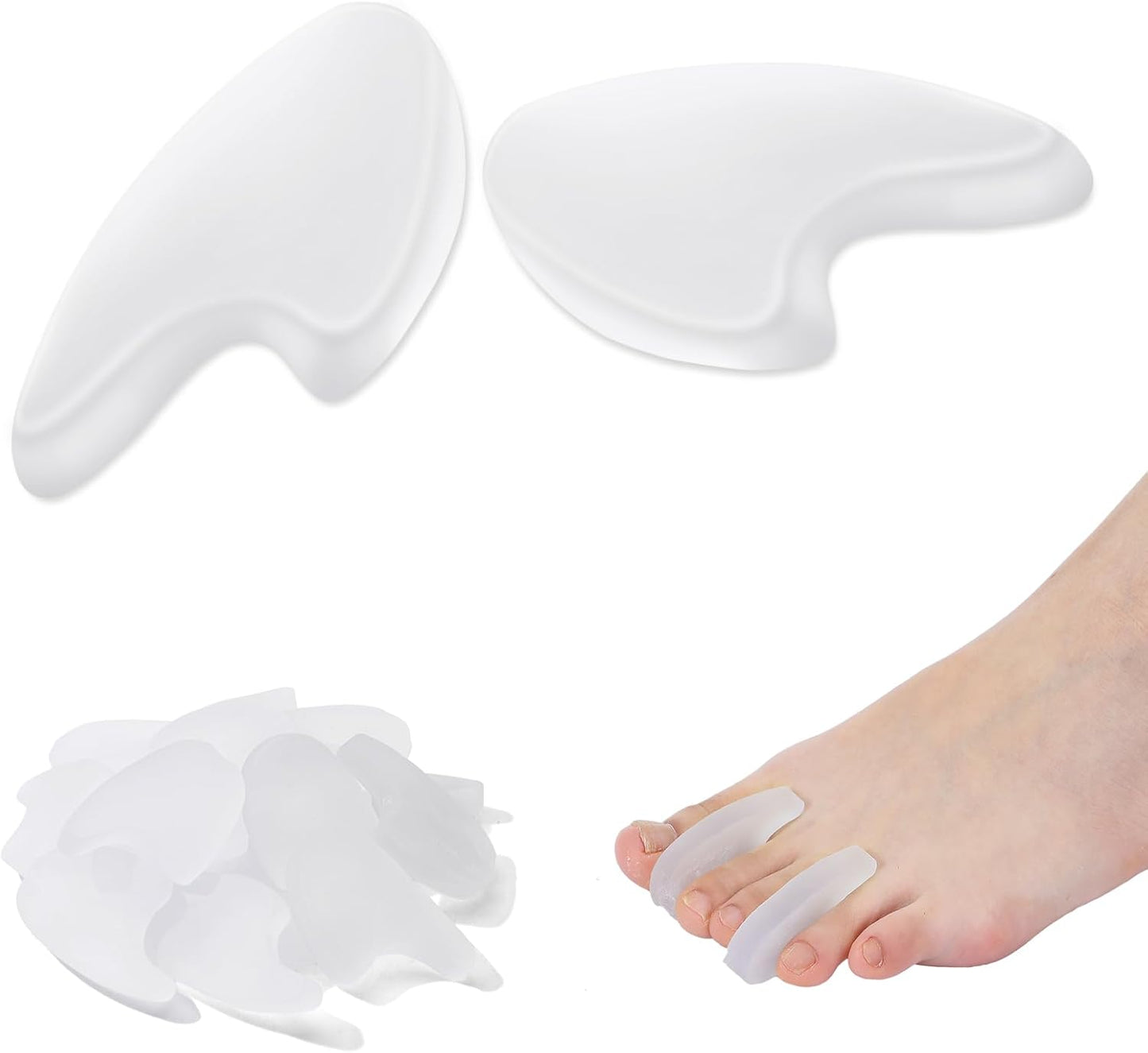 Honeydak 20 Pack Gel Toe Spacers Toe Spacer Relieves Bunions Corns Blisters Rubbing Overlapping Washable Big Alignment Corrector Reusable Covers Foot Care Insoles for Women and Men