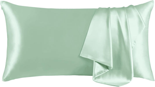 THXSILK Set of 2 100% Mulberry Silk Pillowcase for Hair and Skin, Pure Mulberry Silk Pillow Cases Ultra-Soft, Hypoallergenic Pillow Case Cover with Zipper (California King 20"x40", Turquoise Green)