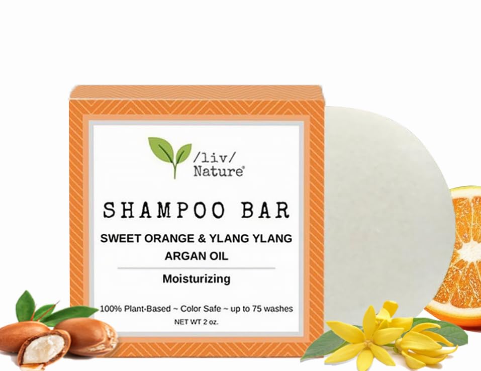 Bar Shampoo | Clean Non Toxic Shampoos | Moisture & Volume | Argan Oil and Sweet Orange & Ylang Ylang Essential Oils | Travel Essentials | Handmade USA- 1pk