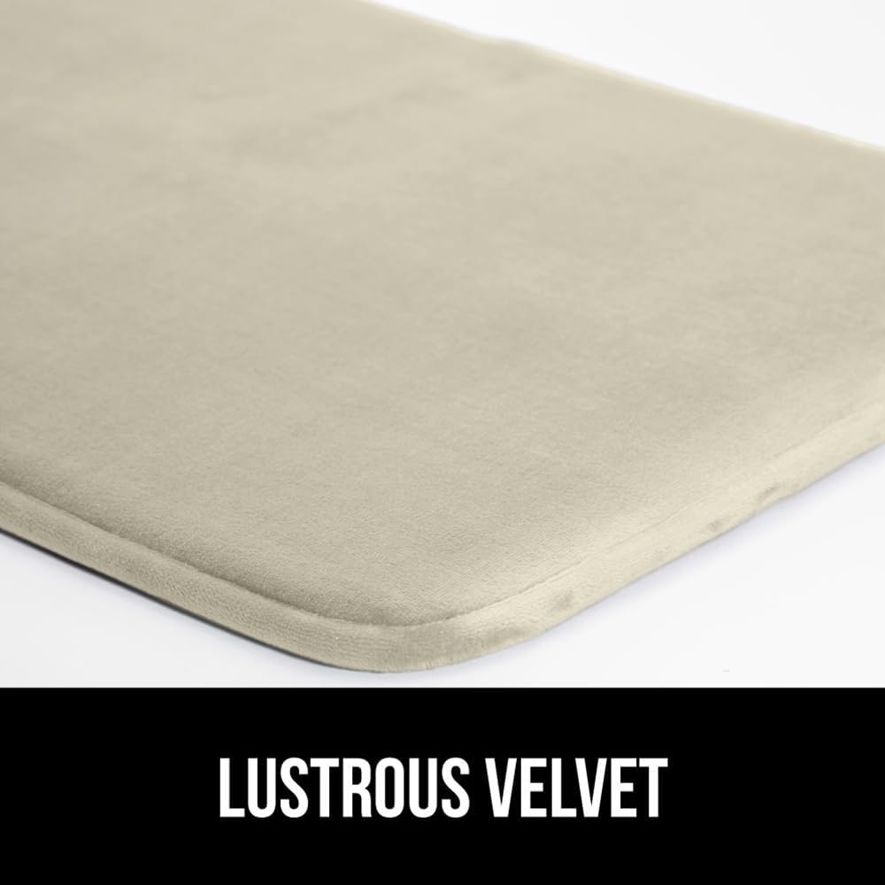 GORILLA GRIP Memory Foam Bath Rugs, Soft Absorbent Velvet Bathroom Mats, Durable Dots on Underside, Machine Washable Bathmat, Carpet Rug Room Decor for Shower Floor, 60x24 Mat, Champagne