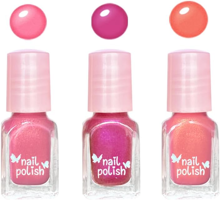 M&U MAKE YOU UP Butterfly Jewelry Case Nail & Hair Set - 3 Quick-Dry Polishes + 5 Fuzzy Elastics | Portable Beaded Clutch for Teens, FashionGift with Floral Charm Party Favors