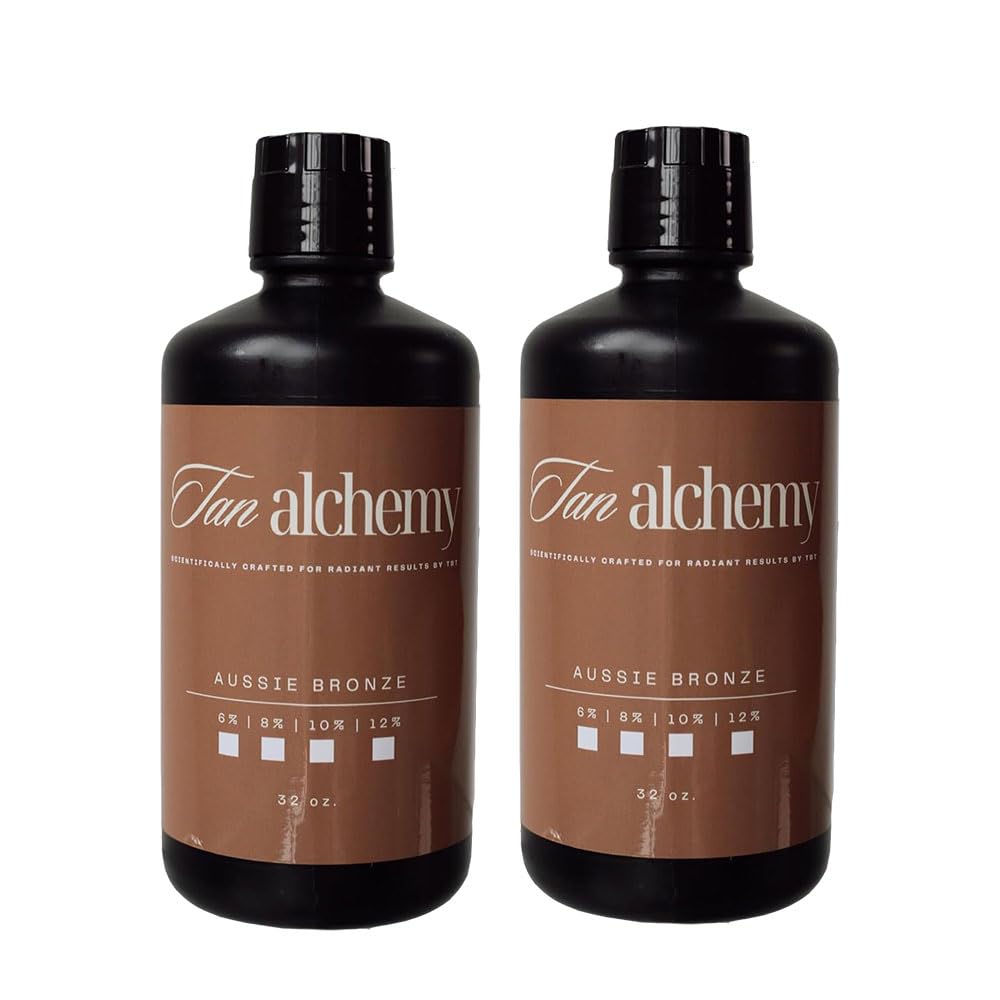 Tan Alchemy, Aussie Bronze 2-32oz bottles of 12%, Dark DHA Sunless Airbrush Spray Tanning Solution (64oz)