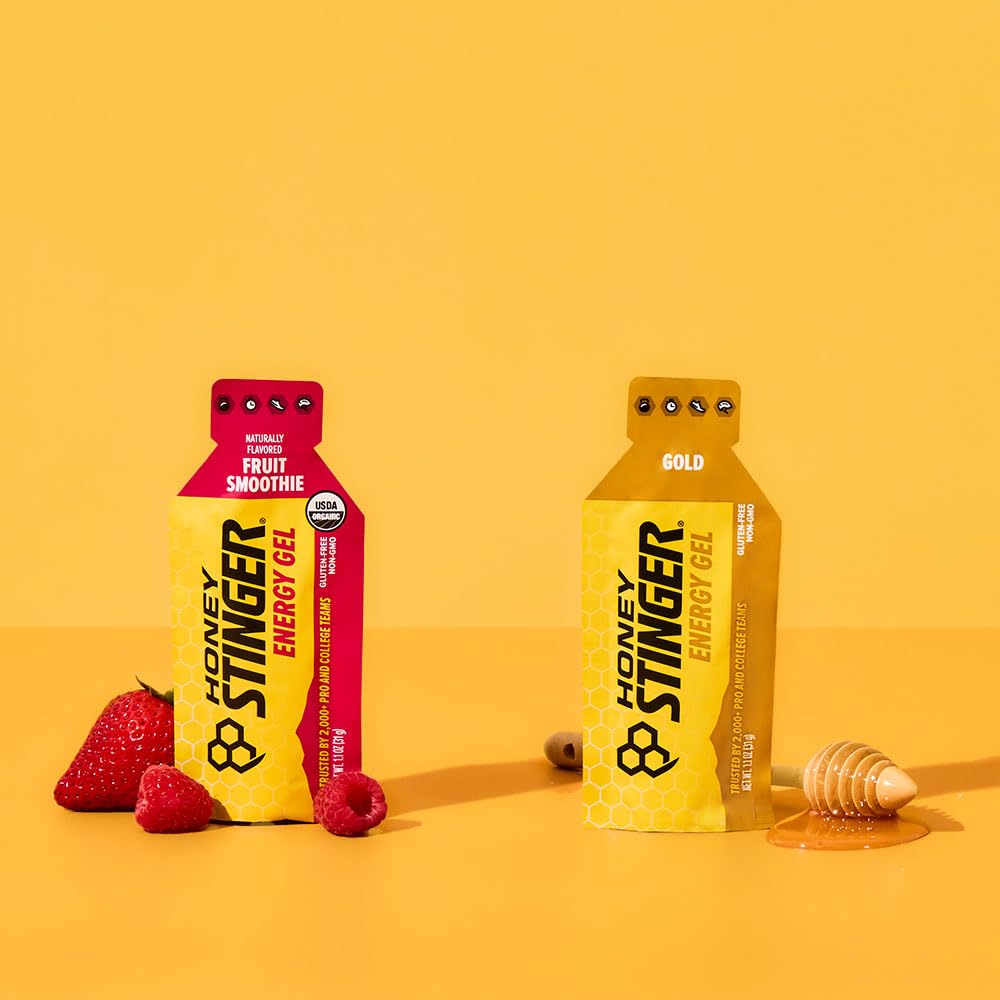 Honey Stinger Energy Gel Variety Pack 12 Packs Each of Gold and Organic Fruit Smoothie Gluten Free & Caffeine Free Sports Nutrition for Home & Gym, Pre and Mid Workout