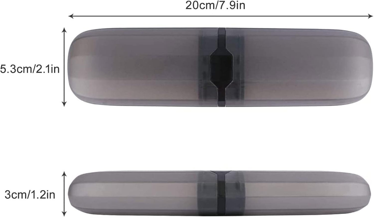 Yeeco Transparent Black Toothbrush Travel Case 2 Packs, Plastic Holder, 7.9"2.1"1.2" Portable for Traveling