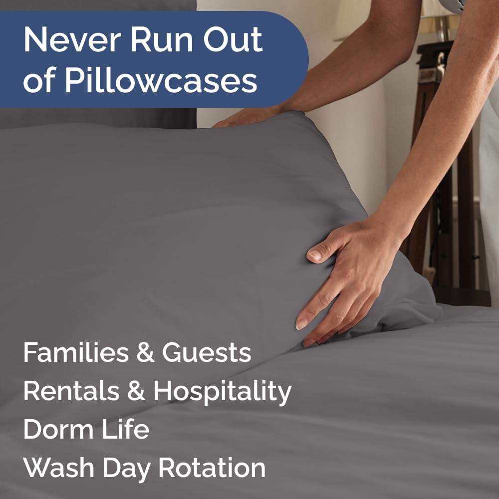 King Pillow Cases Set of 6 - Ultra Soft Hotel Quality Pillowcase Covers - Comfy. Cozy & Wrinkle Free - Shrink, Stain and Fade Resistant - Machine Washable Pillow Protectors - 6 Piece Set - Dark Grey