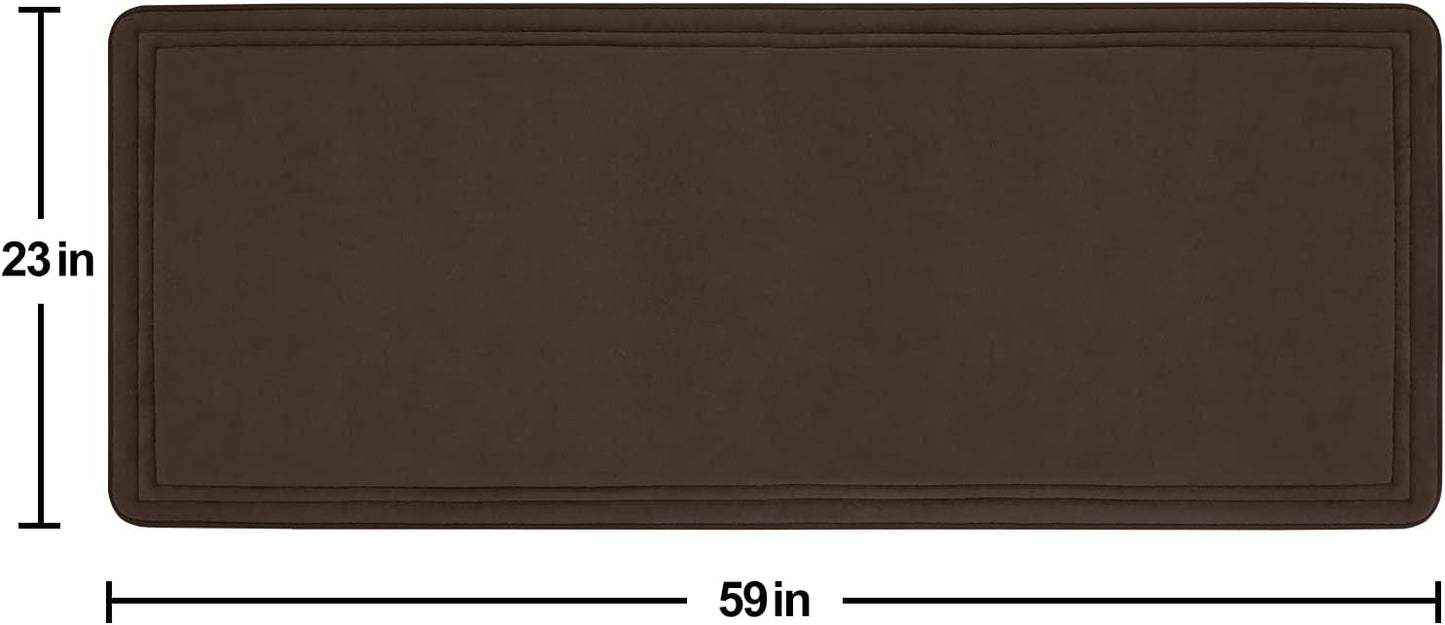 ITSOFT Memory Foam Bath Mat 59x23, Non Slip, Machine Washable, Quick Dry & Absorbent Rugs, Bath Mats for Bathroom Floor, Tub & Shower, Bathroom Rug, Chocolate Brown