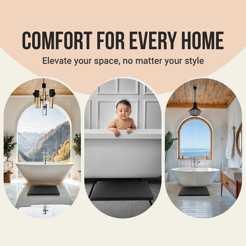 Chenille Bath Mats, Plush Absorbent Bath Mats Quick Dry, Soft & Machine Washable, Non Slip Carpet For Bathroom, Thick Bathroom Rugs, Shower Restroom Rug Mat, Alfombras De Baño, Bathrugs Matts, 59"x21"
