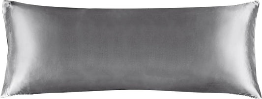 BEDELITE Satin Body Pillow Cover, Super Soft and Cooling Body Pillow Pillowcase for Hair and Skin, Breathable Silky Full Long Pillowcase Cover(20"x54", Dark Grey)