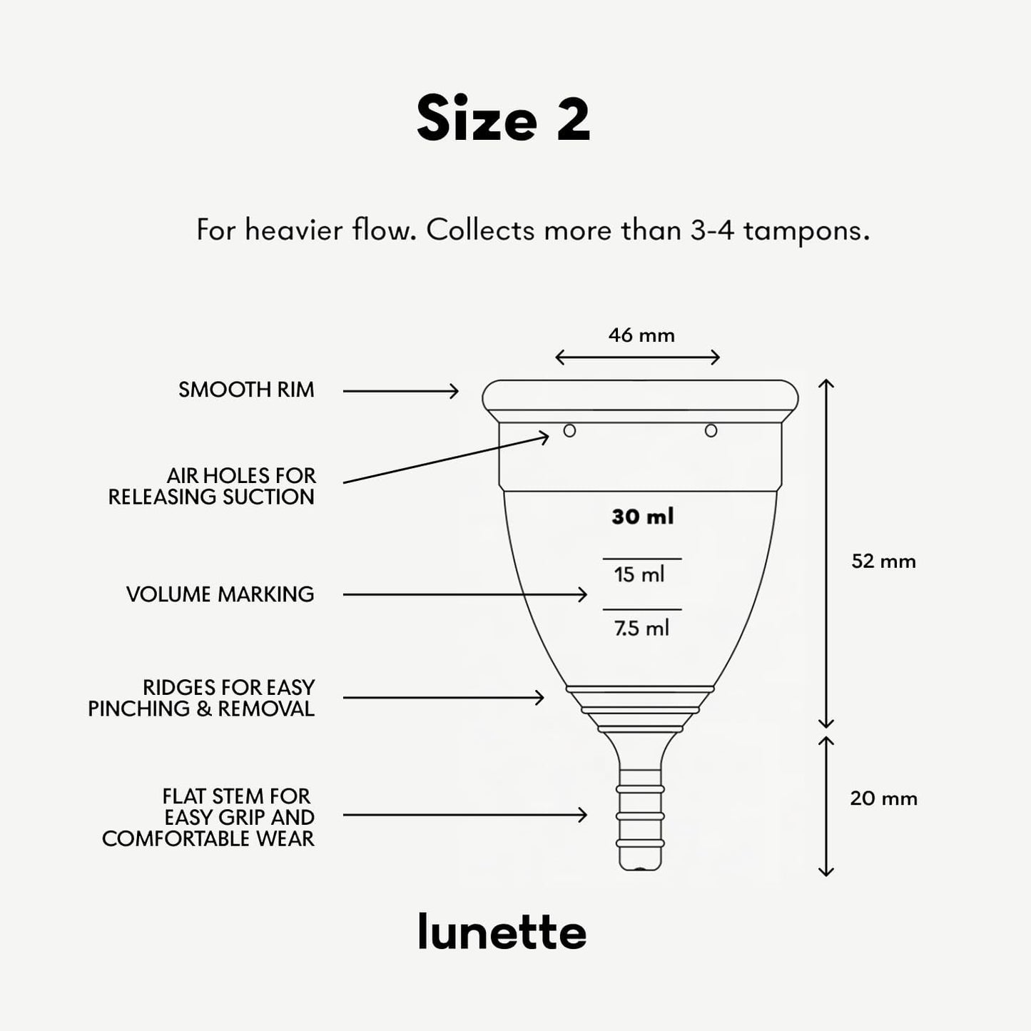 Lunette Menstrual Cup – Best Reusable Period Cup – Wear for 12 Hours and Reuse up to 10 Years, Pink Size 2 for Moderate to Heavy Flow