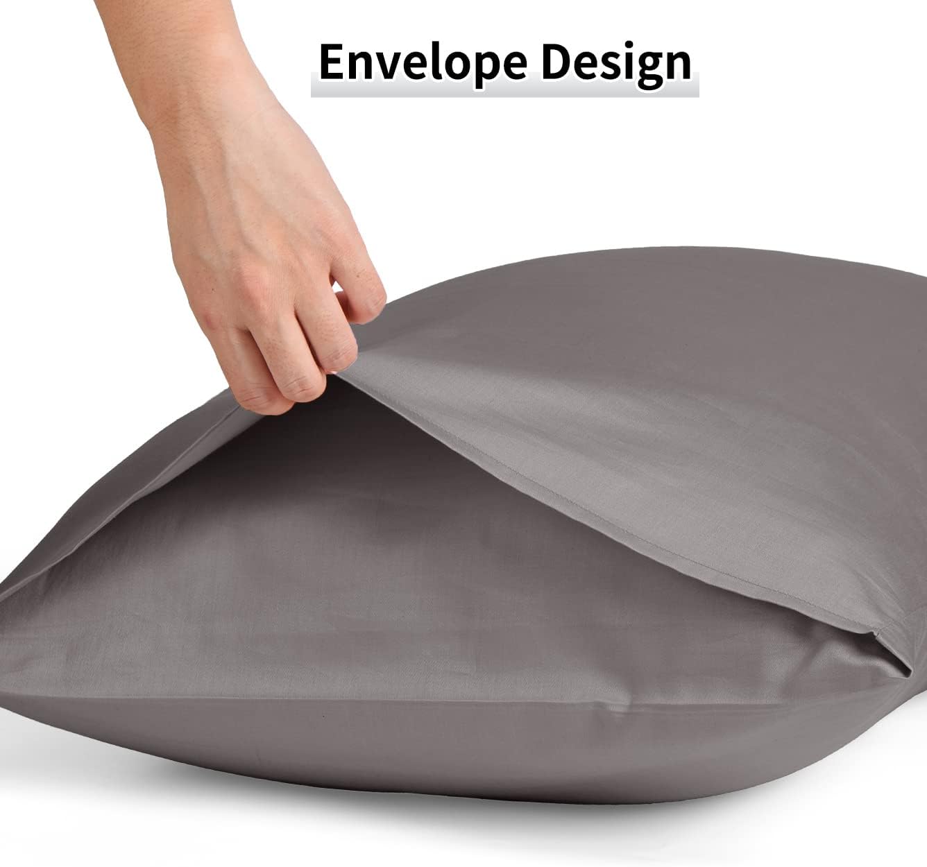 Warmstar Cotton Pillow Cases King Size Set of 2, 600 Thread Count Pillowcases 20x36 Inches, Soft Long Staple Cotton Pillowcases Breathable with Envelope Closure,Dark Grey