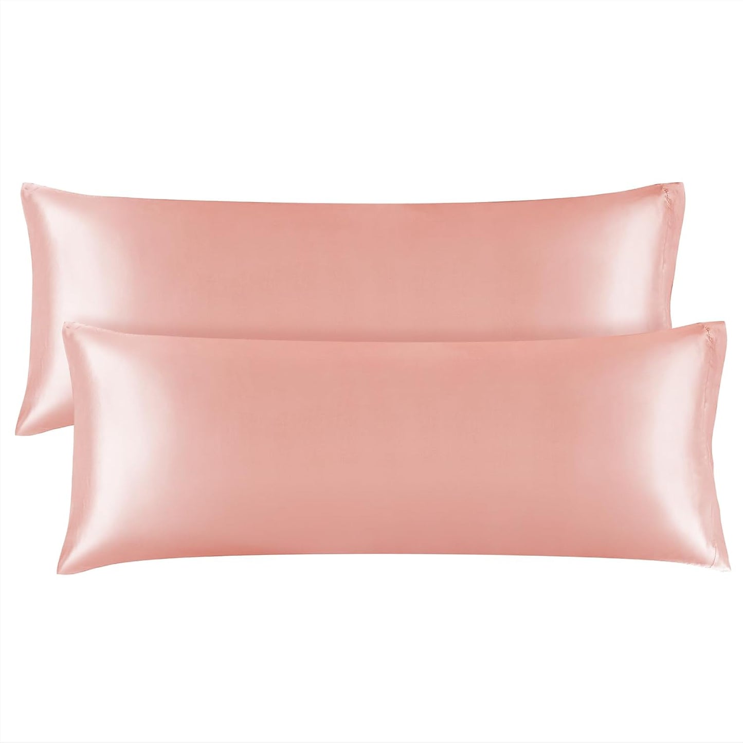 BEDELITE Satin Body Pillow Cover 2 Pack, Super Soft and Cooling Body Pillow Pillowcase for Hair and Skin, Breathable Silky Full Long Pillowcase Cover(20"x54", Coral)