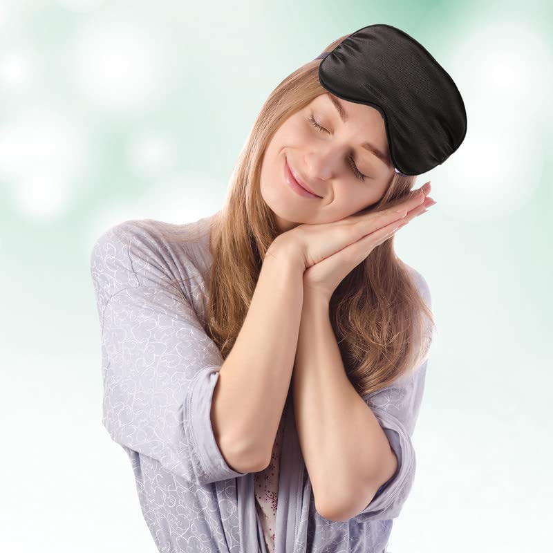 BBTO 4 Pcs Silk Sleep Eye Masks Smooth Soft Satin Eye Covers with Adjustable Strap Blindfold for Sleeping Blocking Out Lights Travel Relaxation(Black, Navy Blue, Dark Green, Gray)