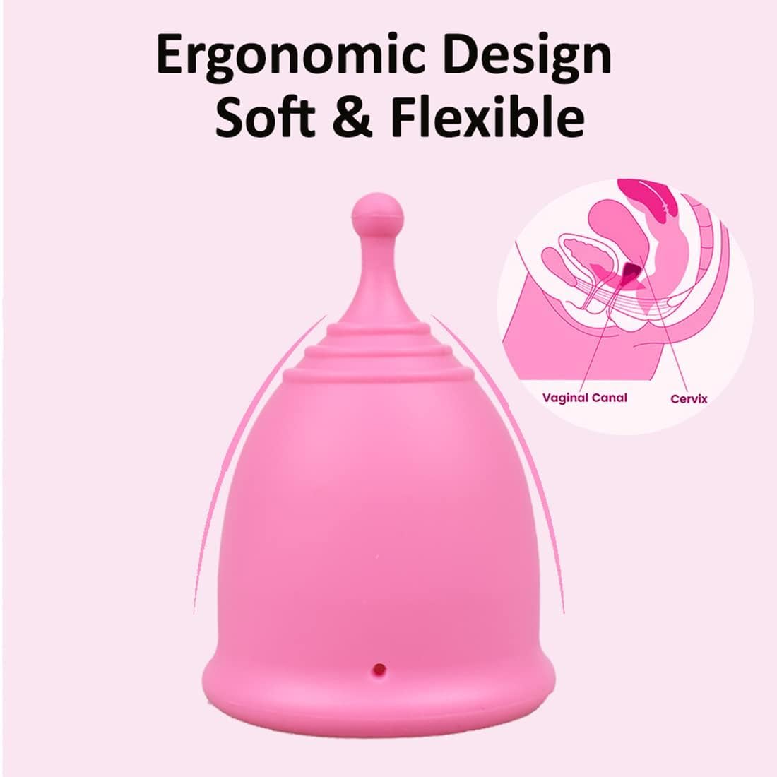 SHORDY Menstrual Cups Set of 2(Small+Large) with Box Soft Menstrual Cup & Flexible Period Cups for Women Upto 12 Hours Eco-Friendly & Safer Tampons Discs Pads Alternative Copa Menstrual (Pink)
