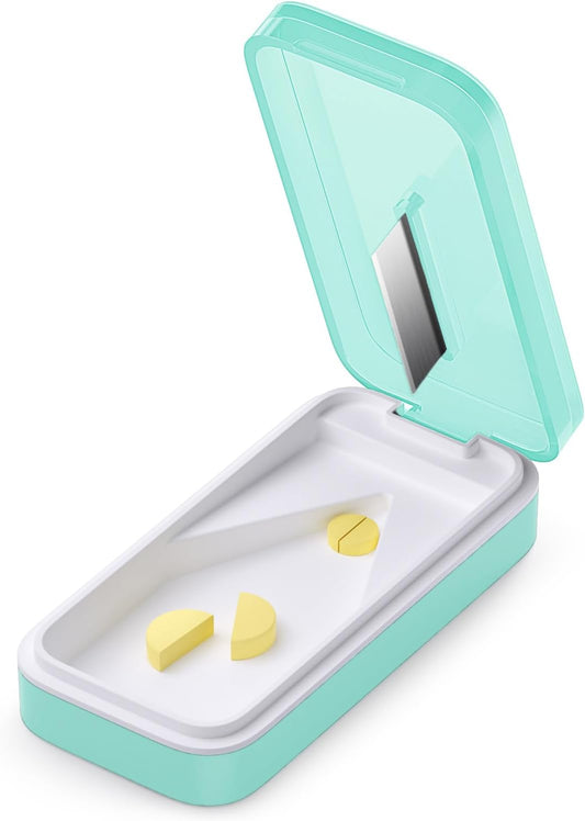 BUG HULL Pill Cutter with Removable Silicone Pad, Pill Splitter with Sharp Blade, Pills Cutters Splitter for Small and Tiny Pills, Tablet Splitters for Small or Large Tablet Professional-Green