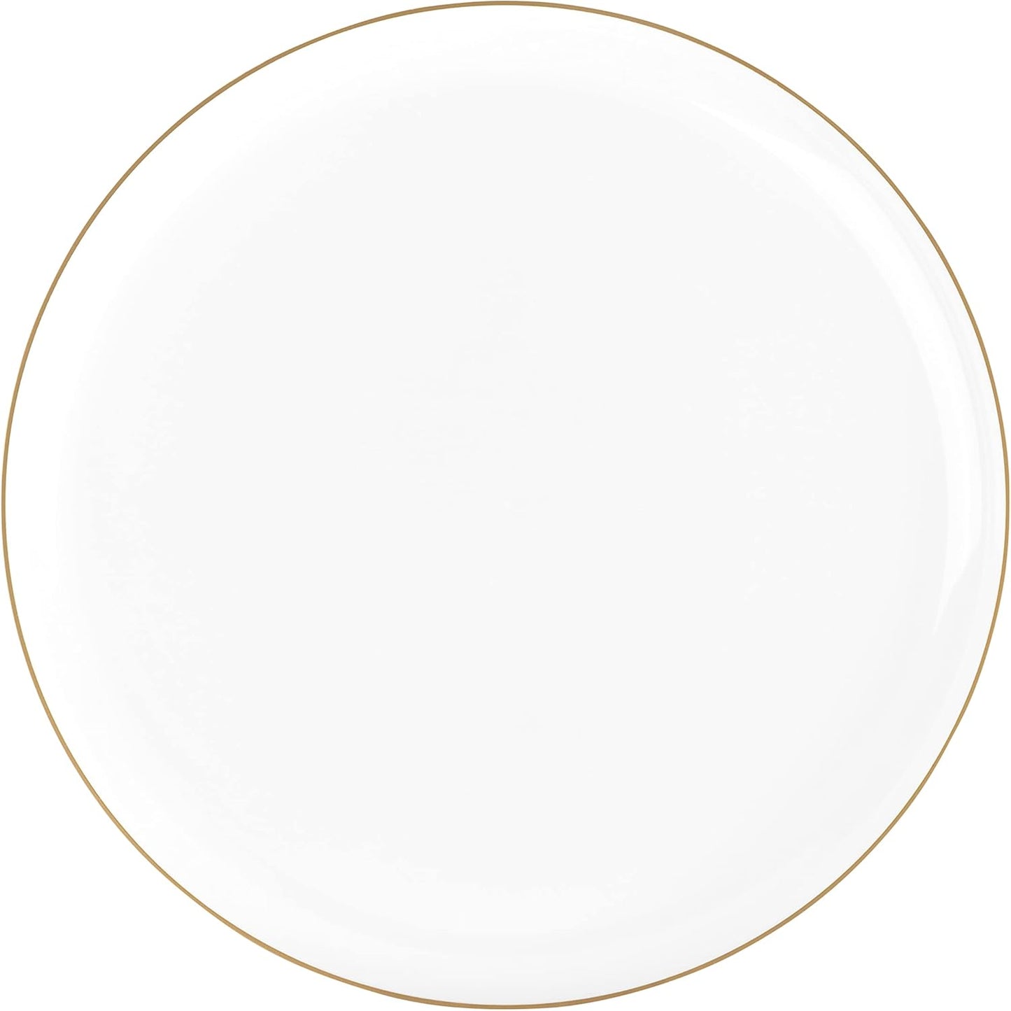 PLASTICPRO [30 Pack 10.7''] White Plastic Party Plates With Gold Rim Edge Collection Premium heavyweight Elegant Disposable Tableware Dishes