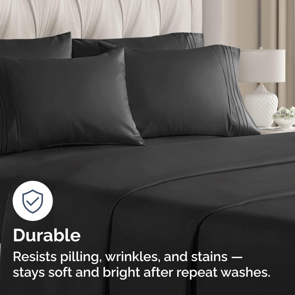 Standard Pillow Cases Set of 8 - Ultra Soft Hotel Quality Pillowcase Covers - Comfy, Cozy & Wrinkle Free - Shrink, Stain and Fade Resistant - Machine Washable Pillow Protectors - 8 Piece Set - Black