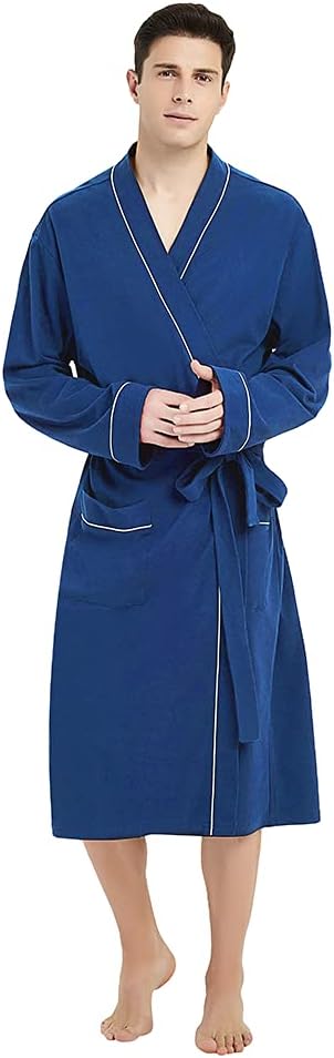 U2SKIIN Mens 100% Cotton Robe Lightweight Knit Bathrobe