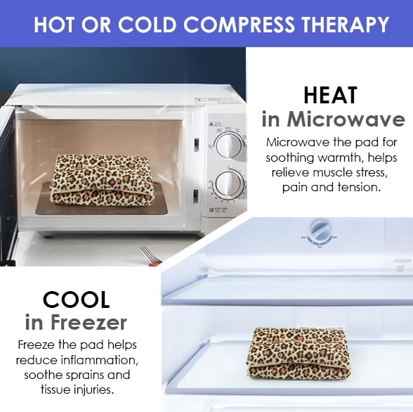 Microwave Heating Pad for Pain Relief, 8 x 16 Microwavable Moist Heat Pads for Neck, Shoulder, Back, Knee, Period Cramps, Rice Heat Pack Hot & Cold Compress Reusable & Portable