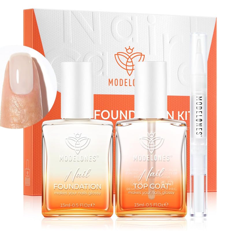 modelones Nail Strengthener Clear Gel Top Coat Nail Polish Cuticle Oil Pen Milky White Nail Repair for Damaged Nails Care Kit for Women 15 ml Ridge Filler for Growth