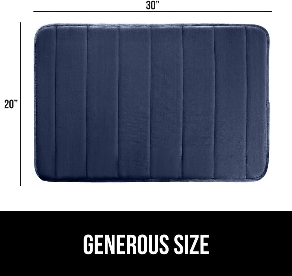 GORILLA GRIP Memory Foam Bath Mat, Soft Absorbent US Designed Bathroom Rug, Gripping Dots Machine Washable Bathmat, Cushioned Floor Mats, Shower Sink Rugs Room Décor Accessories, 30x20 Navy Blue