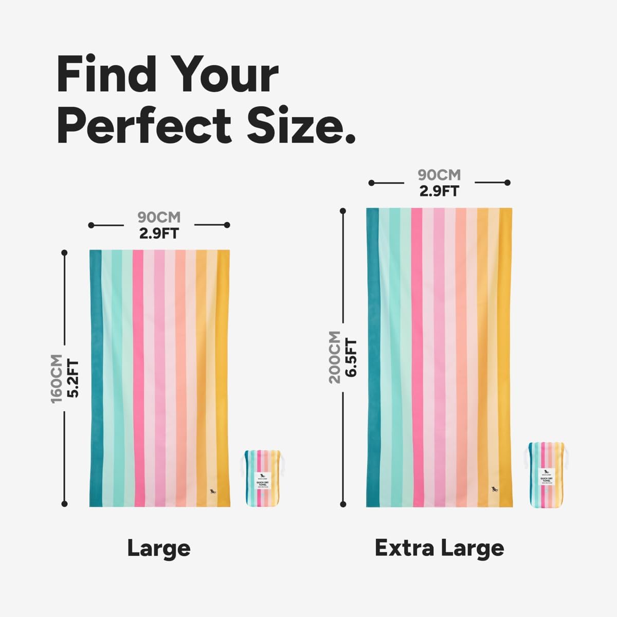 Dock & Bay Quick Drying Towel - for Sports & Gym - Compact, Lightweight - 100% Recycled - Includes Bag - Coastal Candy, Extra Large (200x90cm, 78x35)