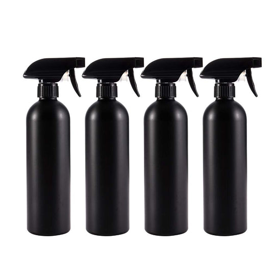 Cindy's Tape Plastic Spray Bottles Black for Cleaning Solutions 16 oz (Pack of 4), Heavy Duty Opaque Refillable Reusable Empty anti-degradation Leak-proof Sprayers for Home Garden Plant Kitchen