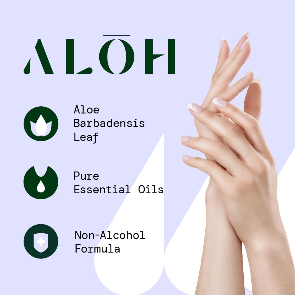 ALOH Hand Sanitizer Spray Liquid 3-pack | Lemongrass | 70% Alcohol Hydrating Hand Sanitizer Spray with Essential Oil, for Kids & Adults | 2oz Travel Size Bottle