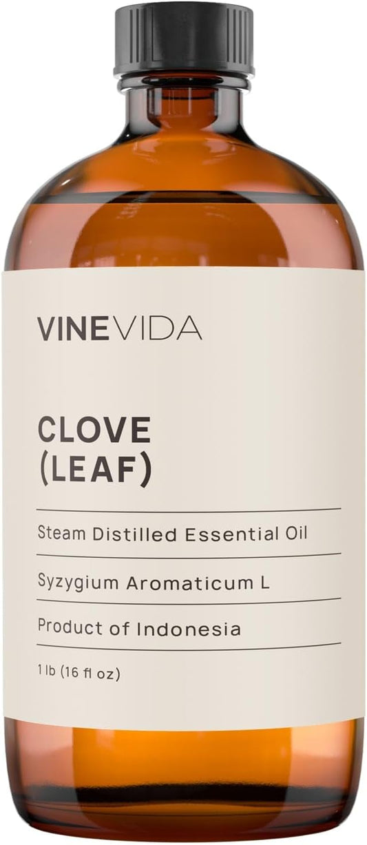 VINEVIDA Essential Oil 16 oz - Undiluted Clove Oil - Candle Oil Scent - DIY Candle Scents and Bulk Essential Oil for Soap Making, Safe for Skin