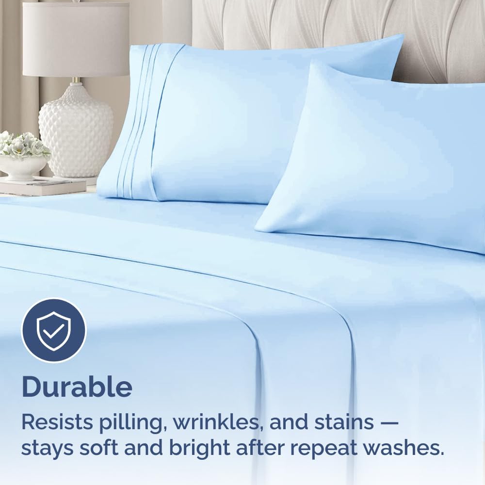 King Pillow Cases Set of 2 - Ultra Soft Hotel Quality Pillowcase Covers - Comfy, Cozy & Wrinkle Free - Shrinkage, Stain & Fade Resistant - Machine Washable Pillow Protectors - 2 Piece Set - Light Blue