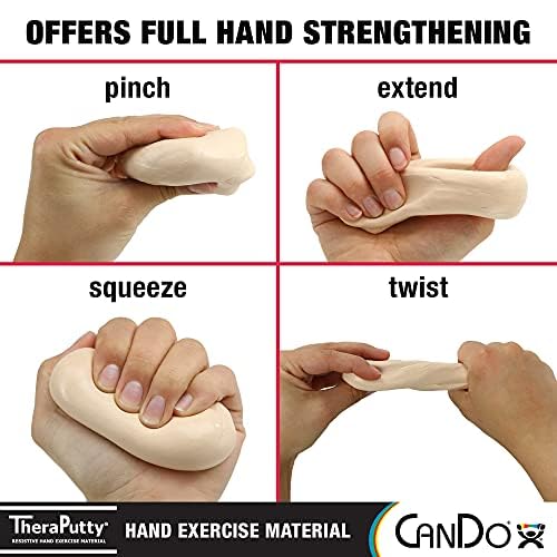 CanDo Theraputty Plus Hand Exercise Putty for Rehabilitation, Exercises, Hand Therapy, Hand Strengthening, Stress Relief - Red 4 oz Soft