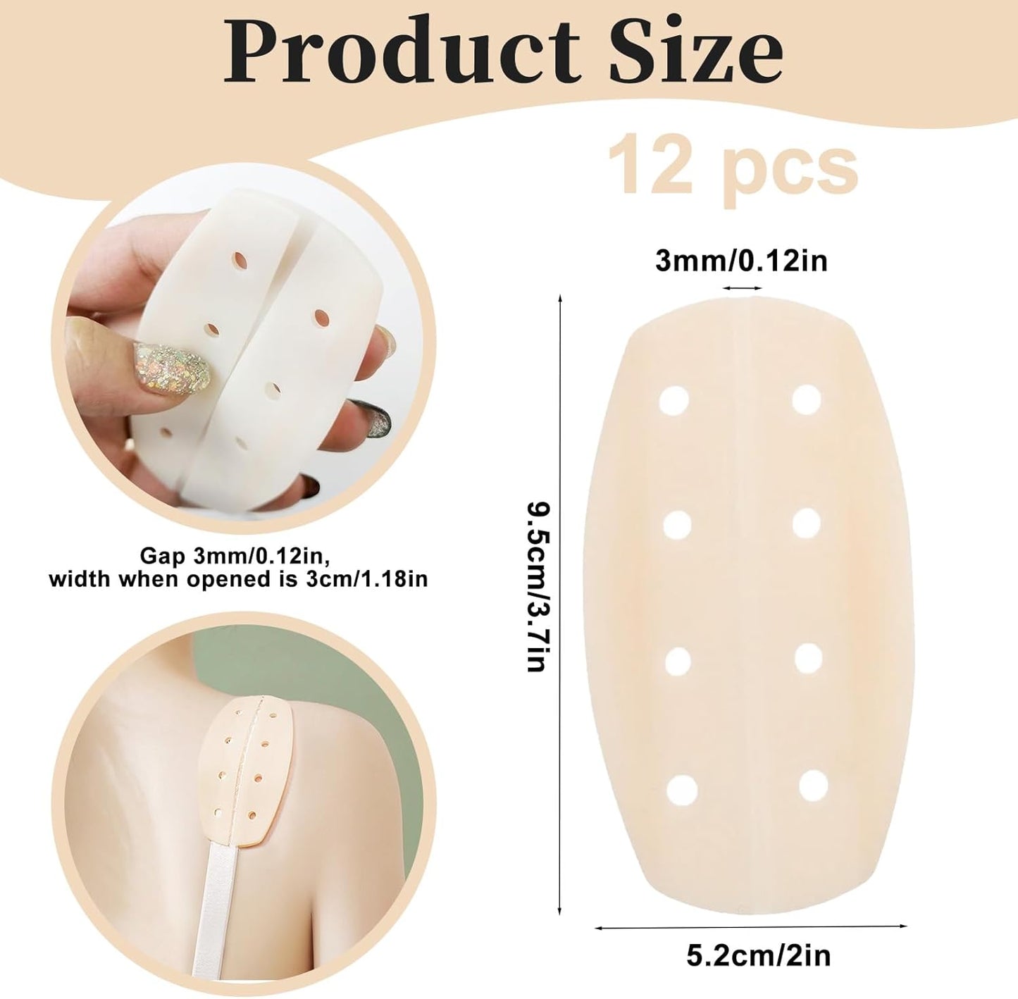12pcs Silicone Bra Strap Cushions,Anti Slip Shoulder Pads for Women, Soft Gel Strap Holders to Prevent Slipping