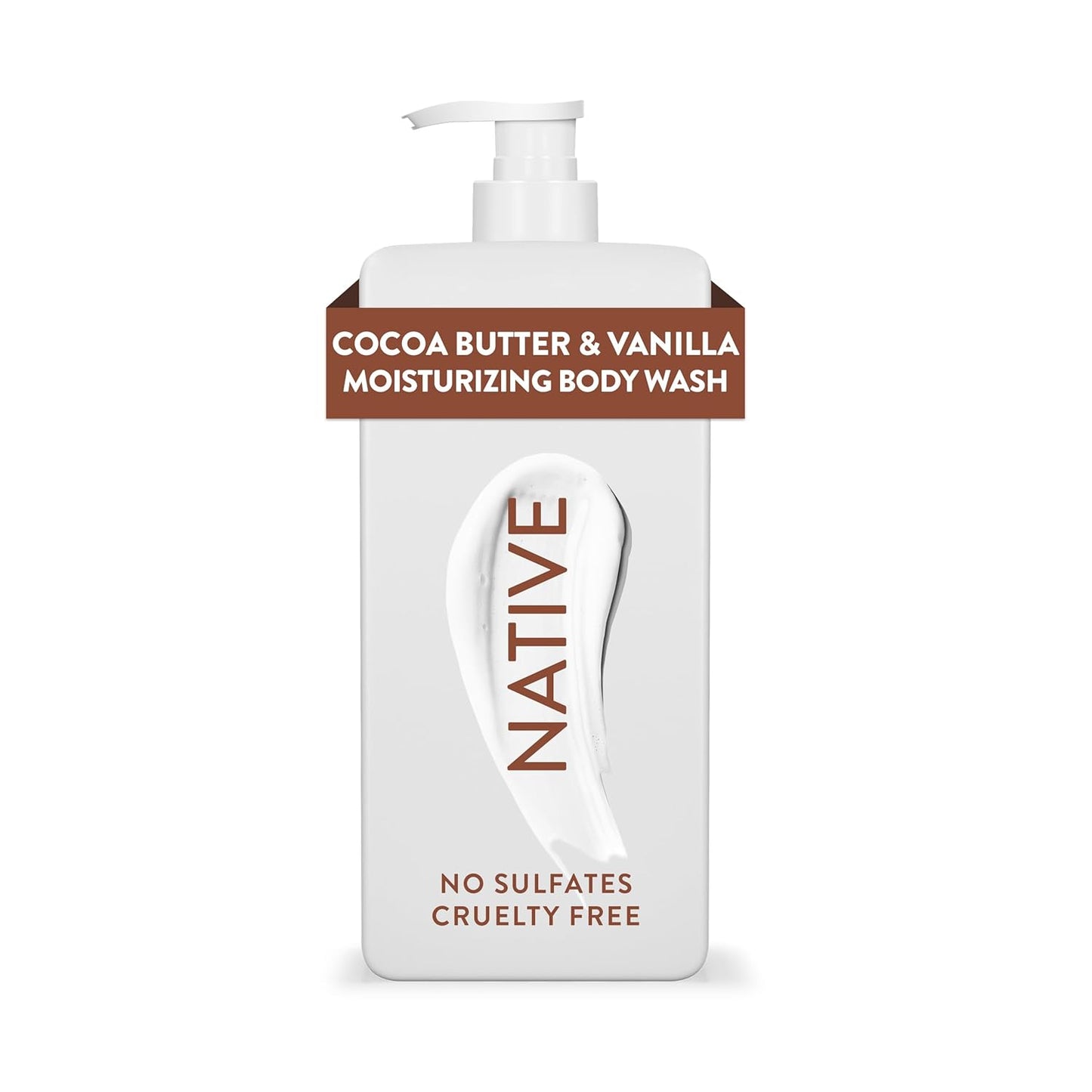 Native Moisturizing Body Wash Contains Naturally Derived Ingredients | for Women & Men, Sulfate, Paraben, & Dye Free Leaving Skin Soft & Hydrated | Cocoa Butter & Vanilla 18 oz
