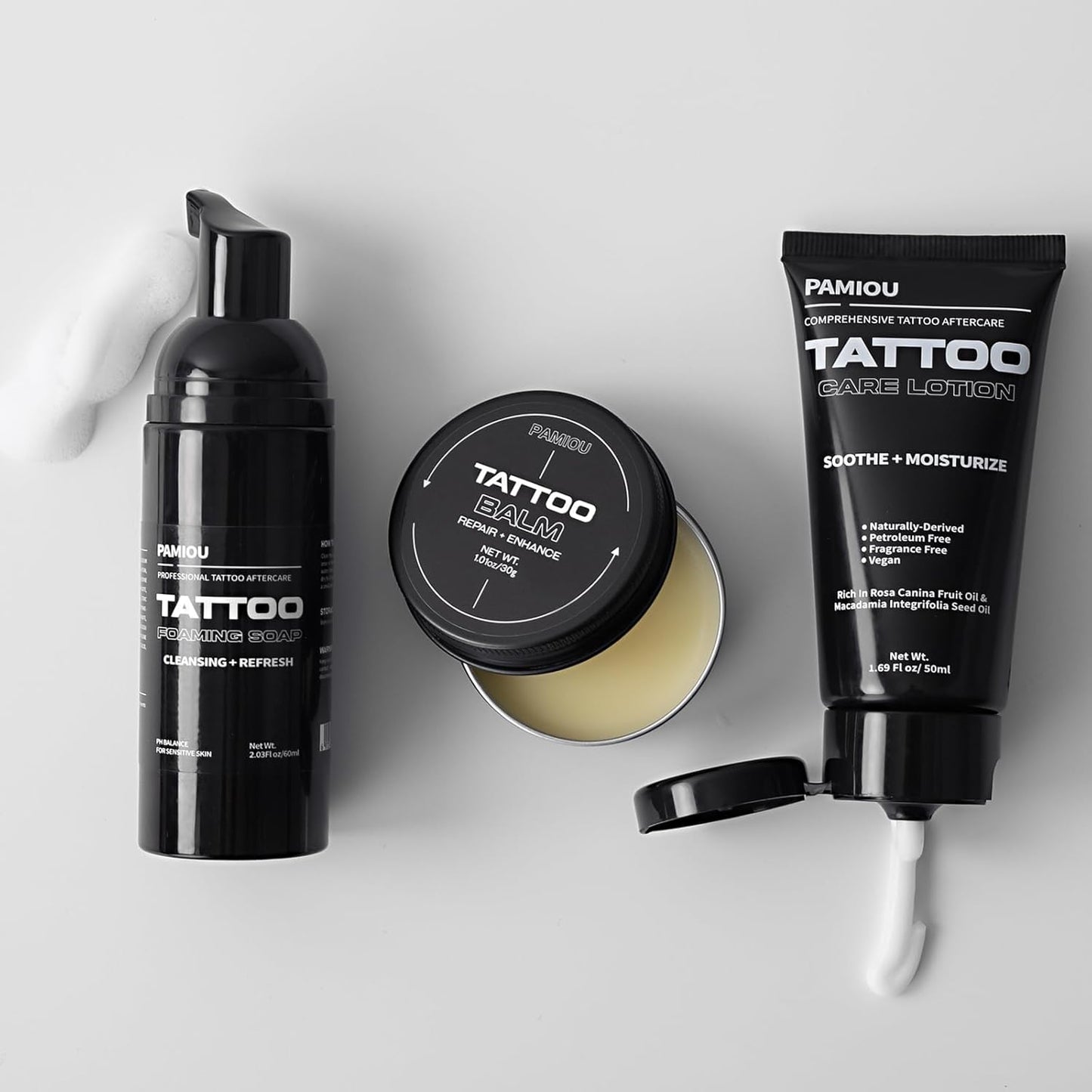 Tattoo Aftercare 3 In 1 Set For New Tattoos, Include Tattoo Balm, Tattoo Lotion and Tattoo Soap, Quick Healing, Soothing, Naturally-Derived, Petroleum-Free, Fragrance Free (3 Piece Set)