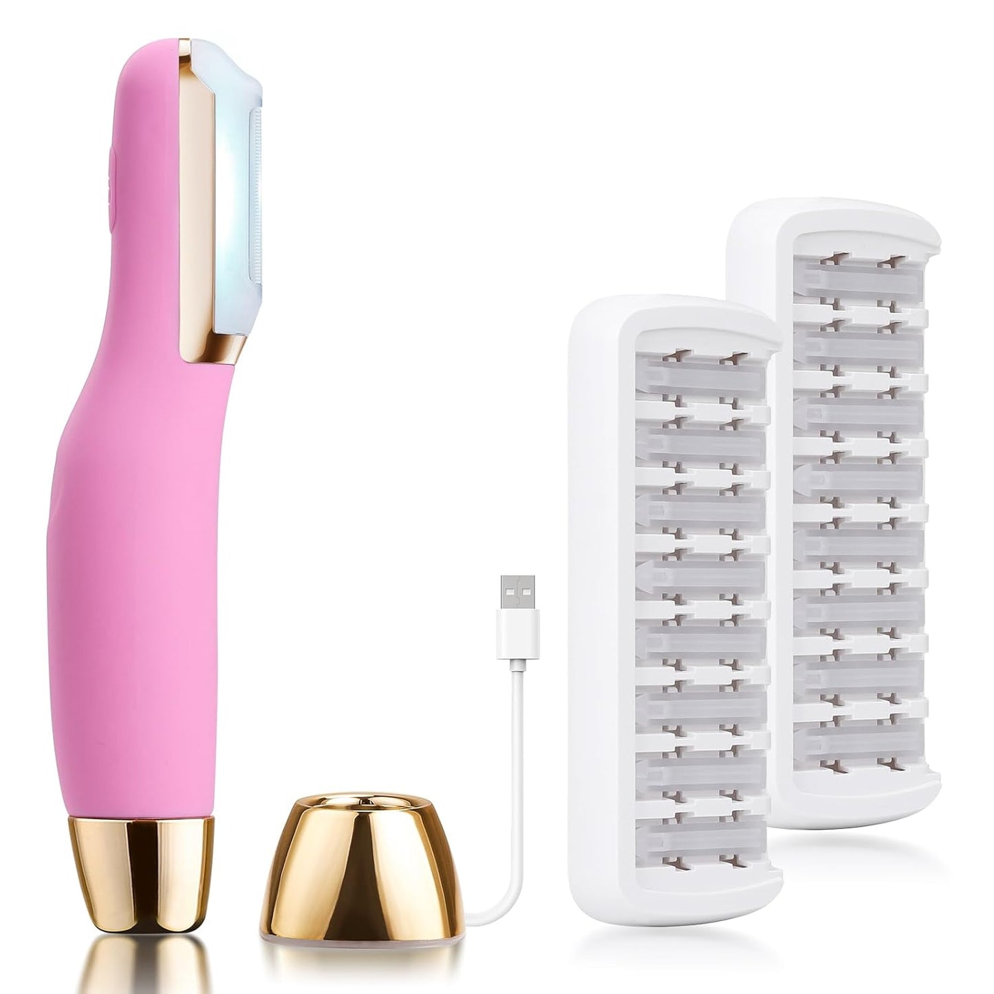 Sonic Dermaplane Razor for Women Face, Dermaplaning Tool for Face, Facial Hair Removal for Women, Sonic Edge Technology, Peach Fuzz with 16 Replaceable Blades(Pink)