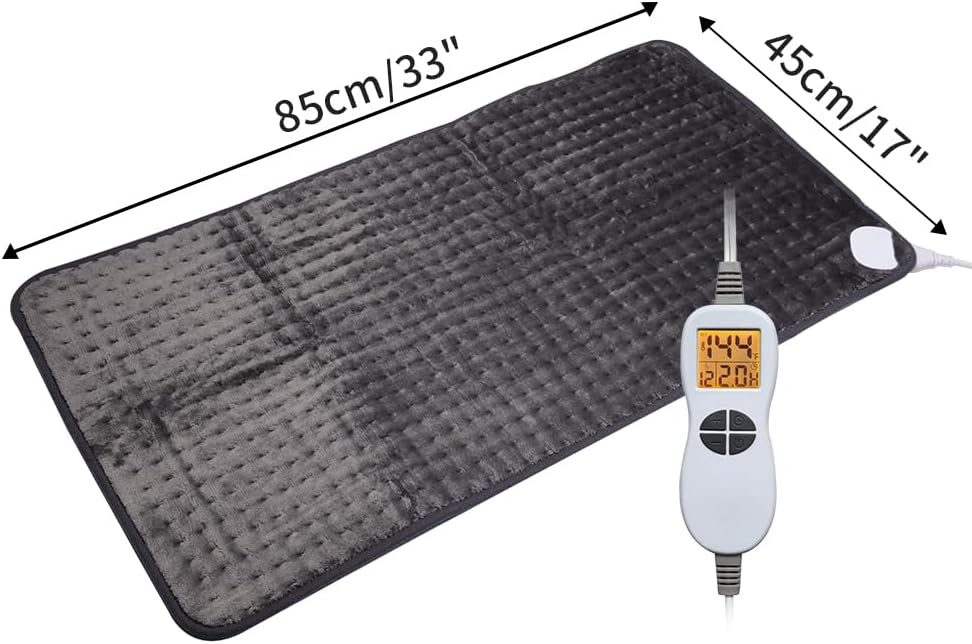 Ambershine 17''x33'' XXXL King Size Heating Pad with 12 Temperature Settings & 4 Auto-Off Countdown Timers, Pain Relief for Back/Neck/Shoulders/Abdomen/Legs, Christmas Gifts for mom dad (Dark Gray)