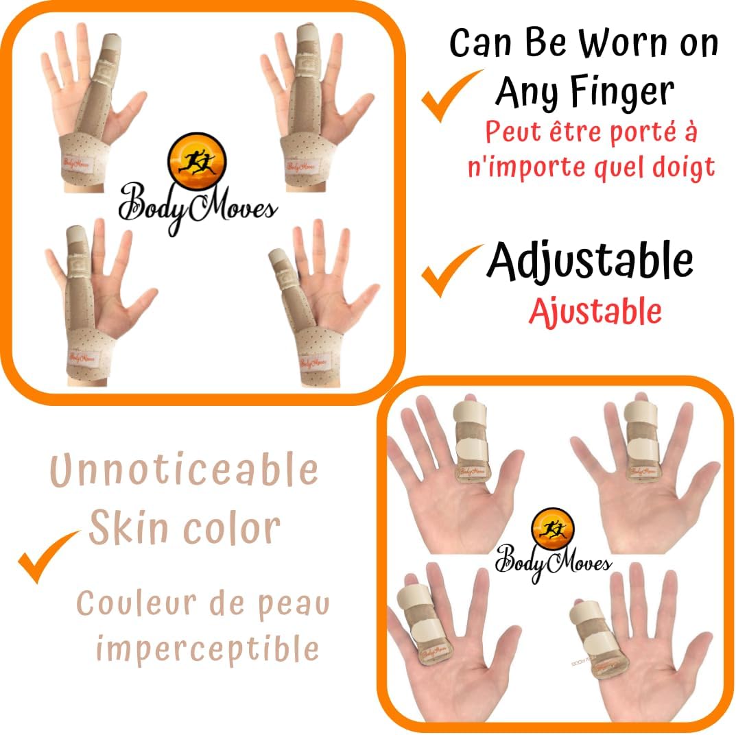 BodyMoves Finger Splint Plus Finger Extension Splint for Trigger Finger Mallet Finger Broken Finger Post Operative finger brace stabilizer tenosynovitis (Desert Sand)