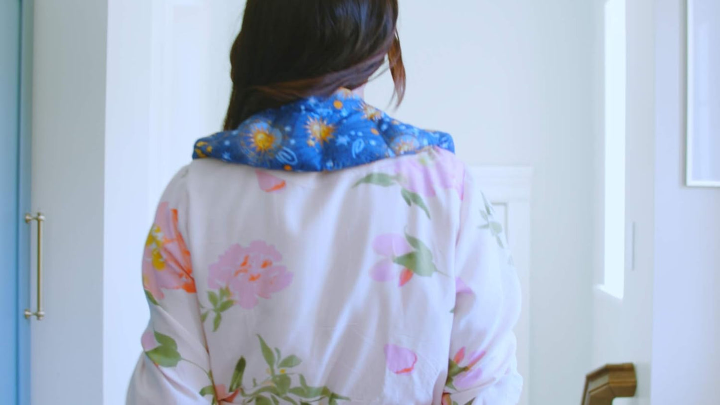 Nature's Approach Herbal Neck Wrap Microwavable Shoulder Wrap Cotton Organic Heating Pad - Cold Therapy Pain Relief for Muscle Tension Stress Reduction (Shoulder Wrap Celestial Red)