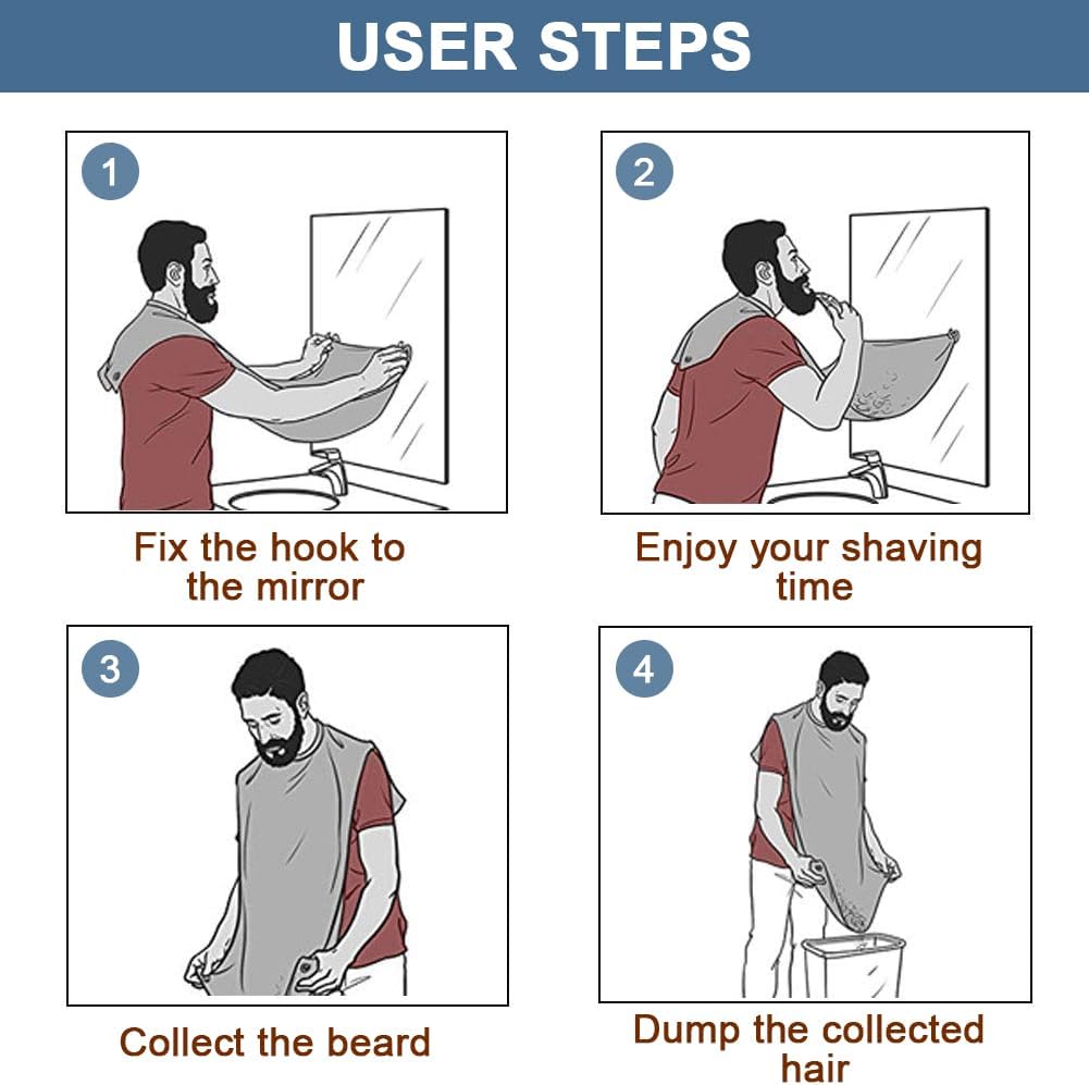 Beard Bib and Apron Catcher for Men Shaving and Trimming, Non-Stick Cape Grooming Cloth, Valentine's Day Gifts