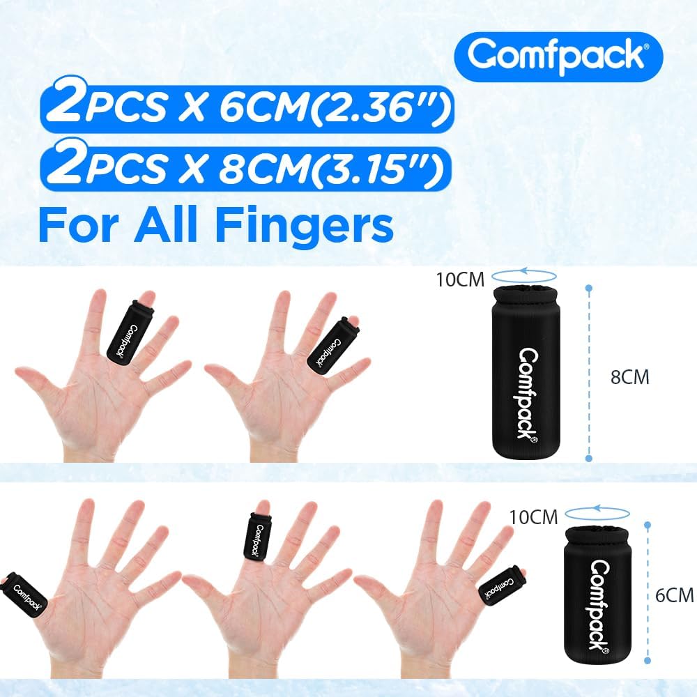 4PCS Finger Sleeves Gel Ice Pack for Pain Relief, Reusable Hot Cold Compression Finger Brace Ice Packs for Injuries, Trigger Finger, Arthritis, Knuckle Immobilization, Gout, Sprain