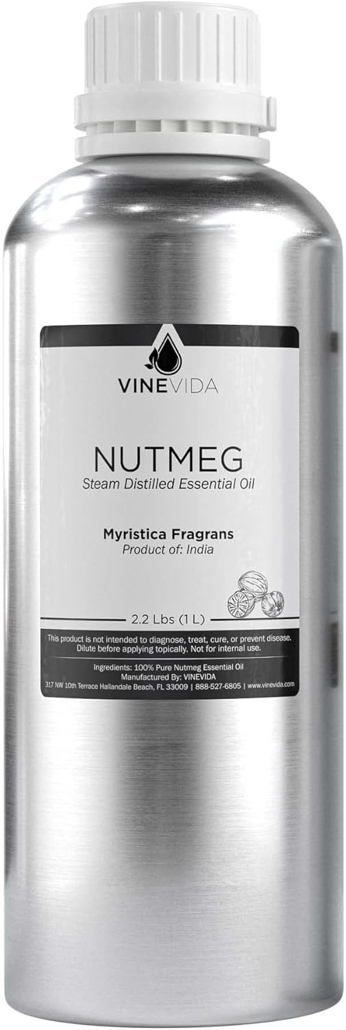 VINEVIDA Nutmeg Essential Oil 32 oz - Undiluted Candle Scent DIY Scents for Candlemaking Bulk Soap Making Safe Skin,32GALV-OBP-NUT-MEG-32