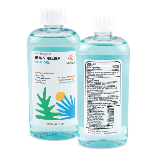 Aloe Vera Gel for Sunburn Relief with Lidocaine Maximum Strength 4%, Solar Recovery for Cooling & Soothing
