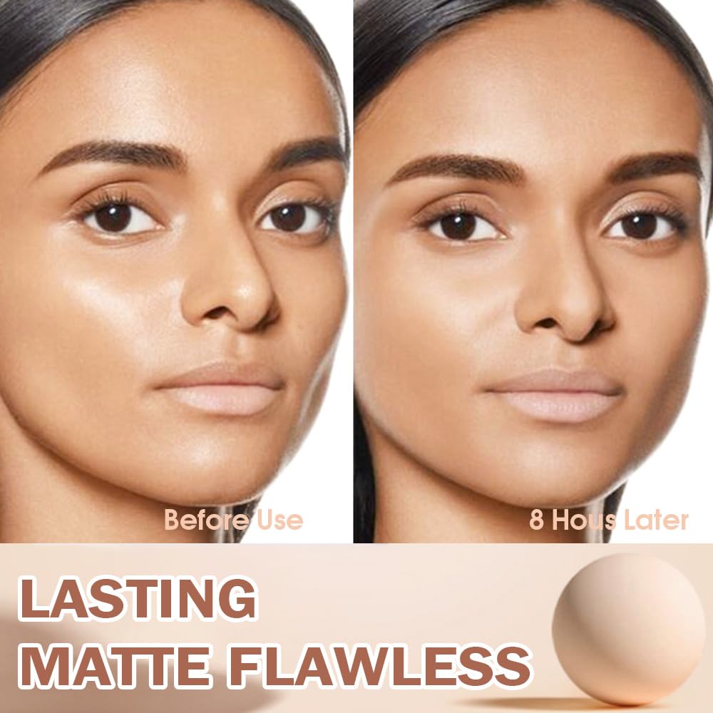 Oil Control Matte Perfection Face Powder Compact For Women, Matte Smooth Flawless Setting Powder Makeup, Polvo Compacto De Maquillaje, Waterproof Long Lasting, 0.35Oz, (220 Sand, 1)