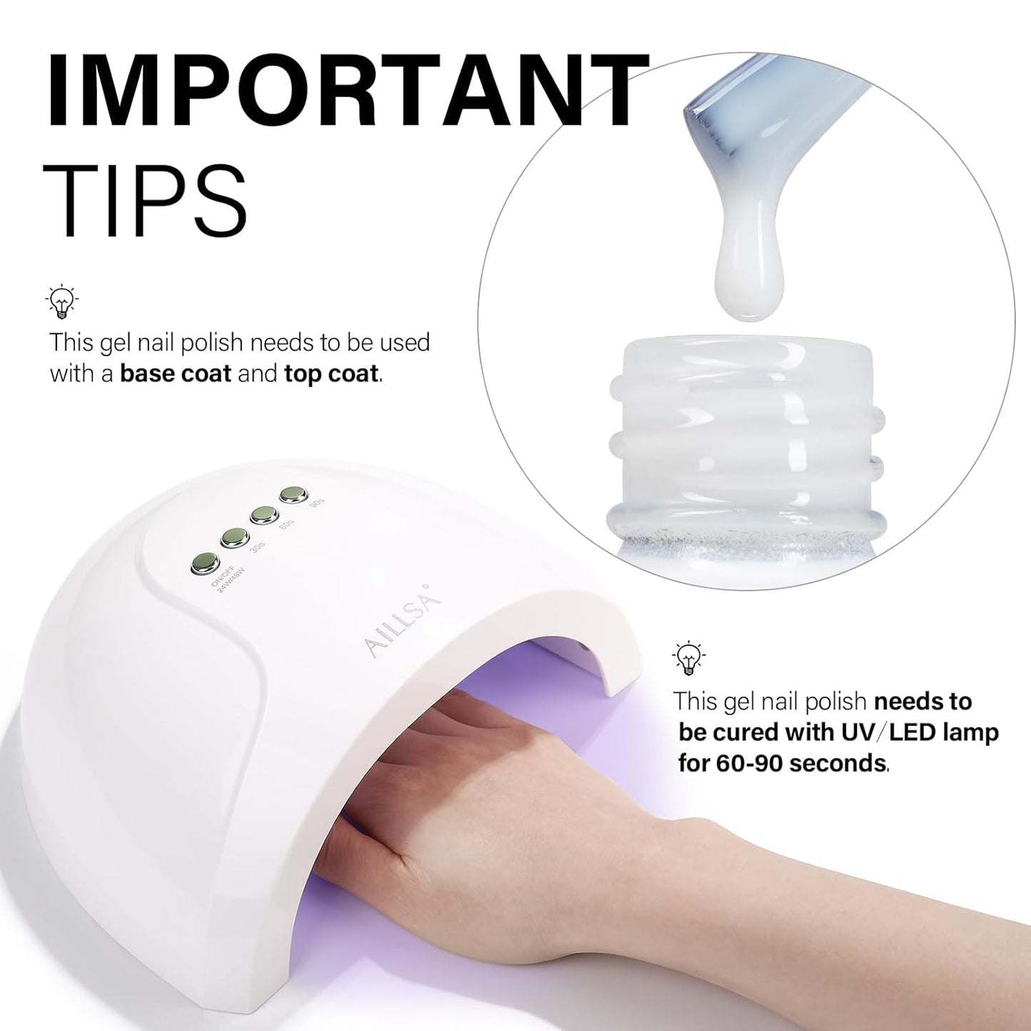 AILLSA Milky White Gel Nail Polish Nude Gel Polish Natural Color Translucent Jelly Gel Polish Soak Off U V Clear Coat Gel Neutral Nail Art French Manicure at Home 0.51 Fl Oz /GB07