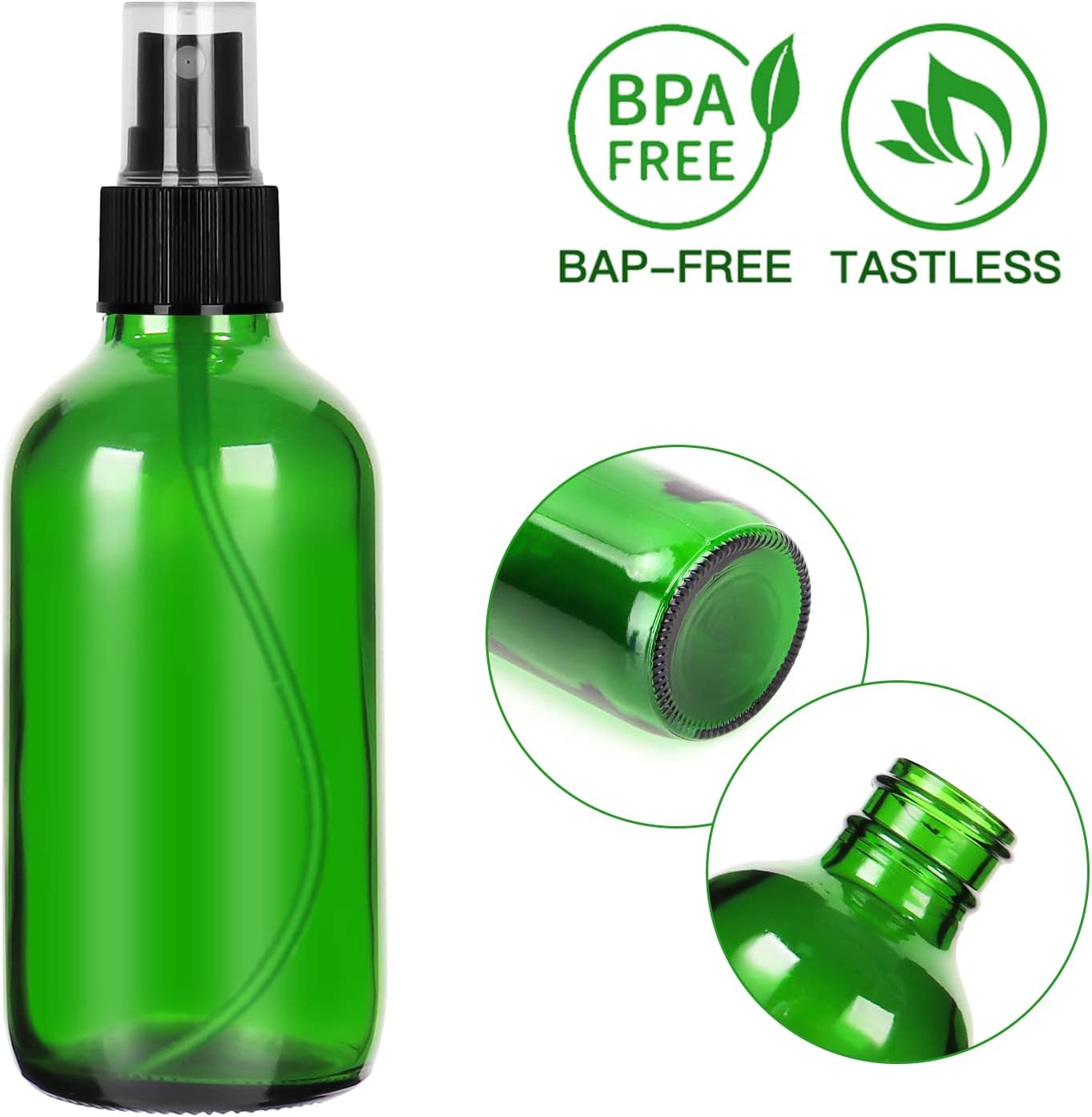 CycleMore 120ml 16 Pack 4oz Green Glass Spray Bottles with Fine Mist Sprayers, Glass Travel Bottles for Cosmetic, Essential Oils, Cleaning Solutions, Perfumes & More Liquids Ideal for Friends
