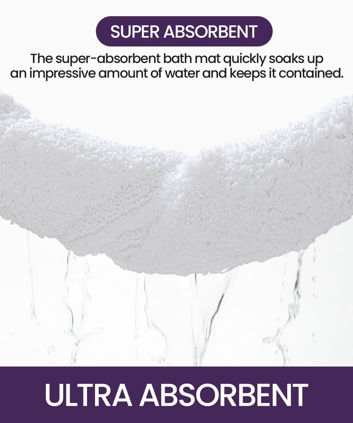 DEXI Bathroom Rugs 24x16, Washable Non Slip Bath Mat for Shower Floor, Absorbent Quick Dry Bathmat with Rubber Backing, Ultra Soft Plush Carpet for Tub, White