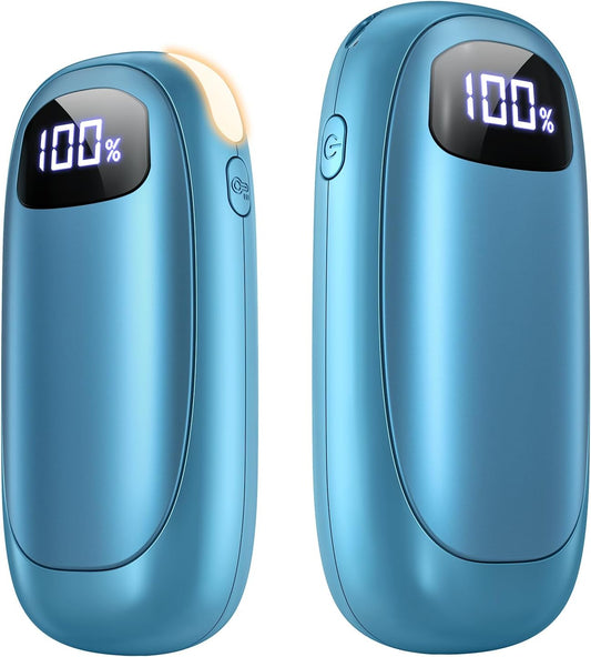 Hand Warmers Rechargeable 2 Pack, Electric Dual-Sided Heating with LED Display & Flashlight, Max 127℉, 13Hrs Long Lasting Pocket Heater for Raynauds, Golf, Hunting Essentials, Gifts for Men Women