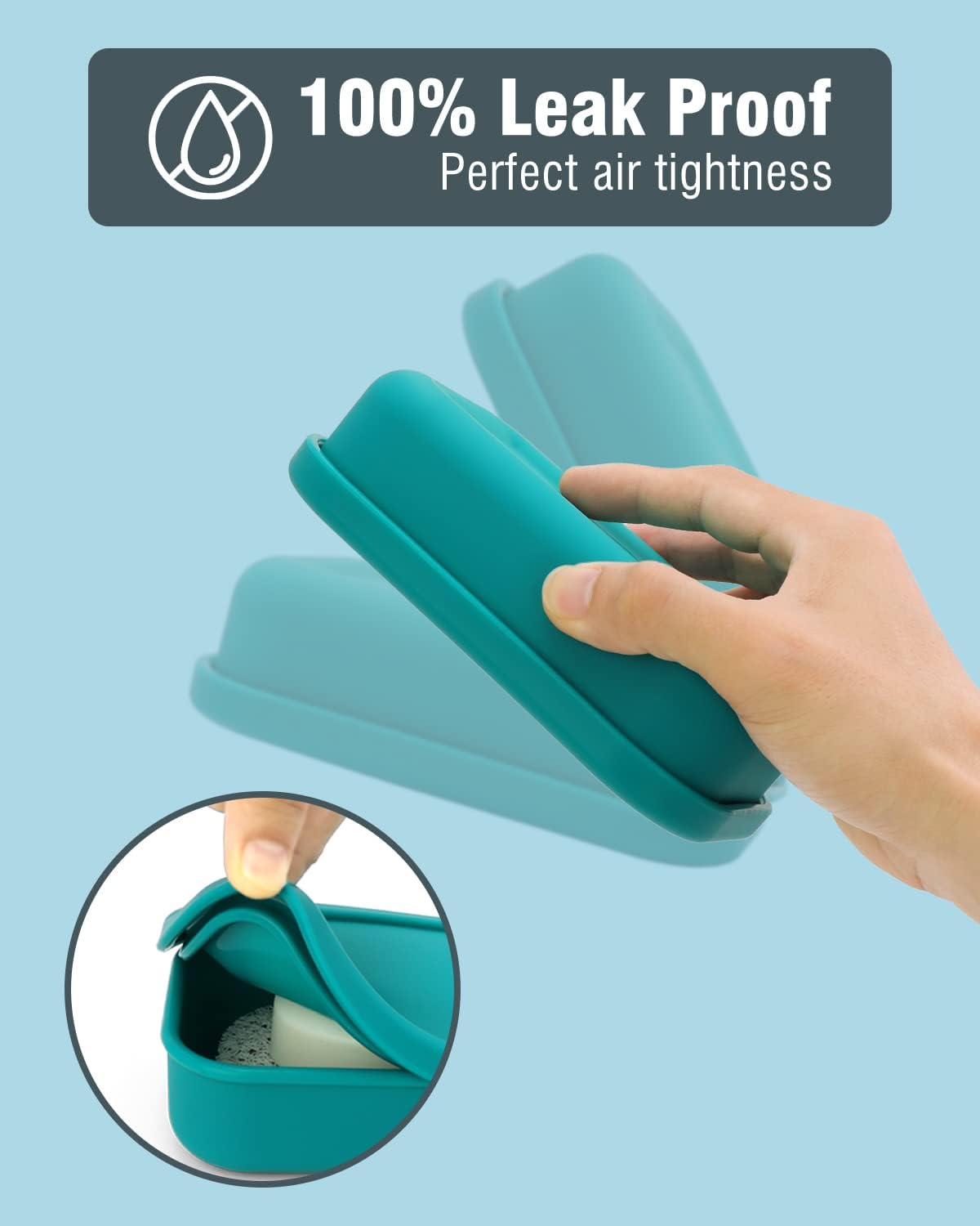 Enhanced Leak Proof Travel Soap Case, AIMAIAIMAI Silicone Soap Container with Draining Layer, Portable Bar Soap Holder for Bathroom, Camping, Gym, Easy to Clean (Green)