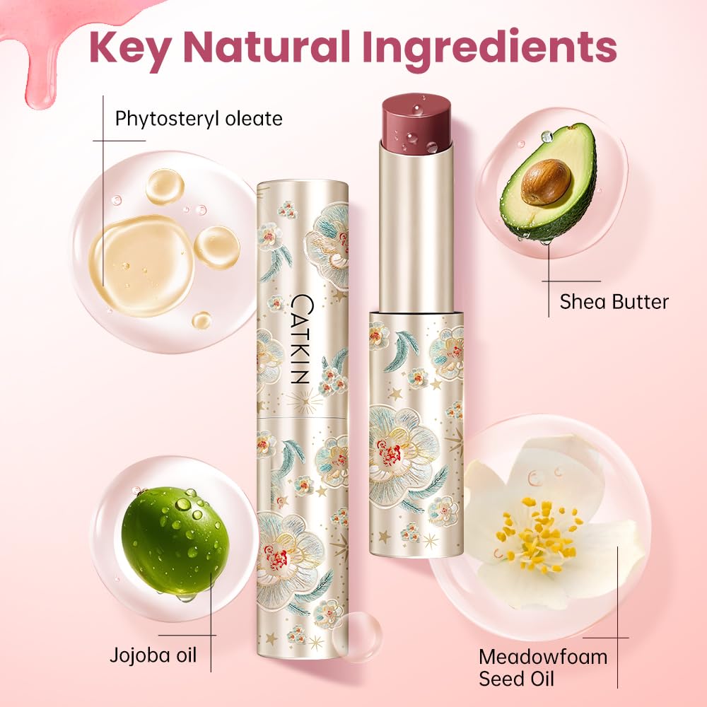 CATKIN Glossy Lip Balm Ultra Hydating Glow Lip Tinted Jelly Plump Melting Balm Shea Butter Repair Soothing For Dry Lips Dewy Finished 0.12 oz C02 TULIP